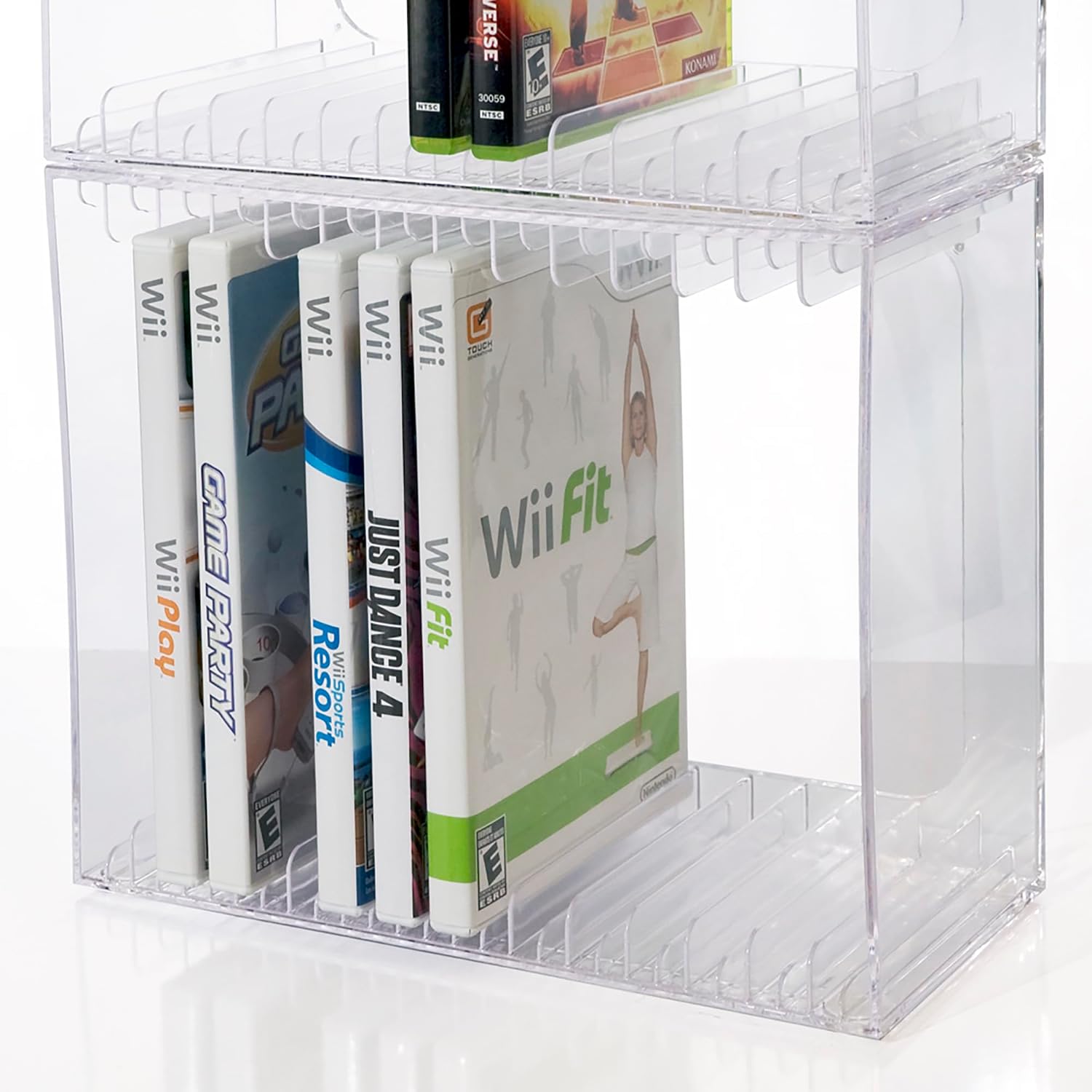 STORi Stackable Clear Plastic DVD Organizer with Rubber Feet | Rectangular Holder Perfect for Theater Room | Holds up to 14 Standard DVD Cases