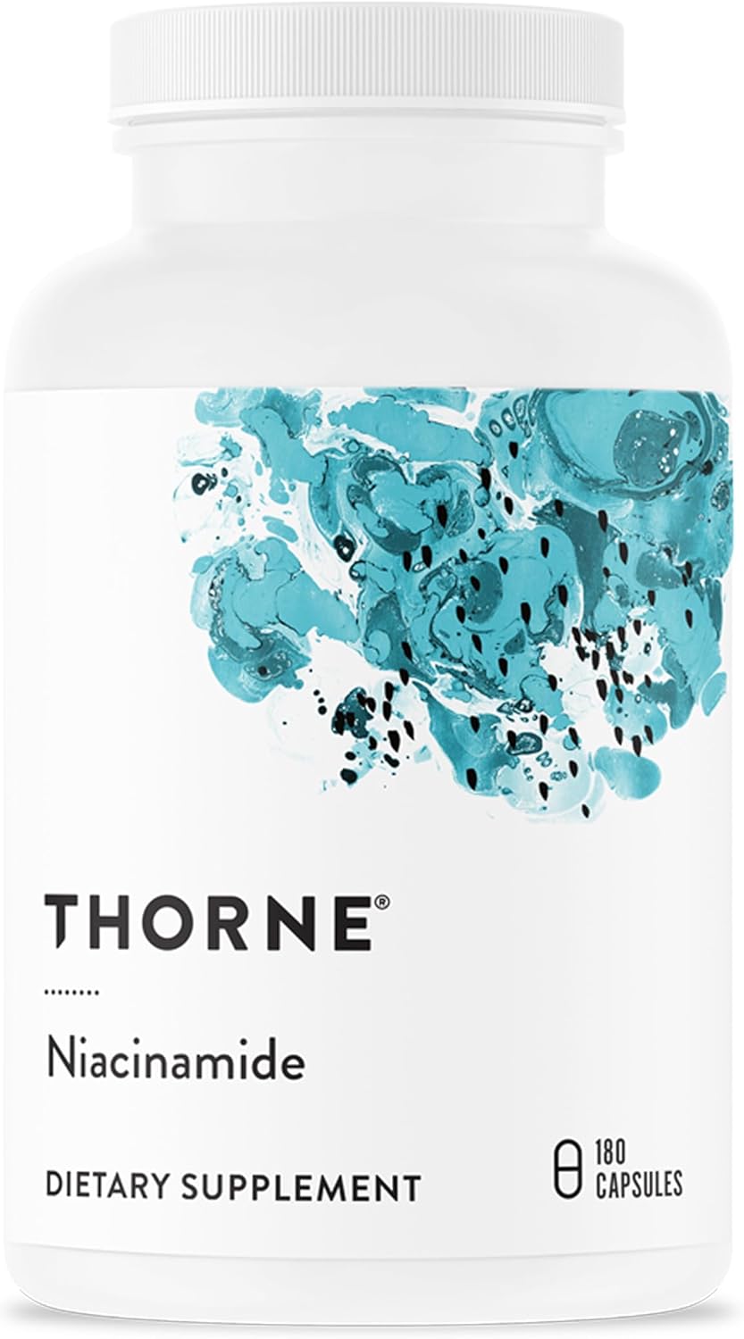 THORNE Niacinamide, 500 mg Non-Flushing Form of Vitamin B3, 180 Capsules | Supports NAD+ Production, Cellular Energy, Healthy Skin & Joint Cartilage