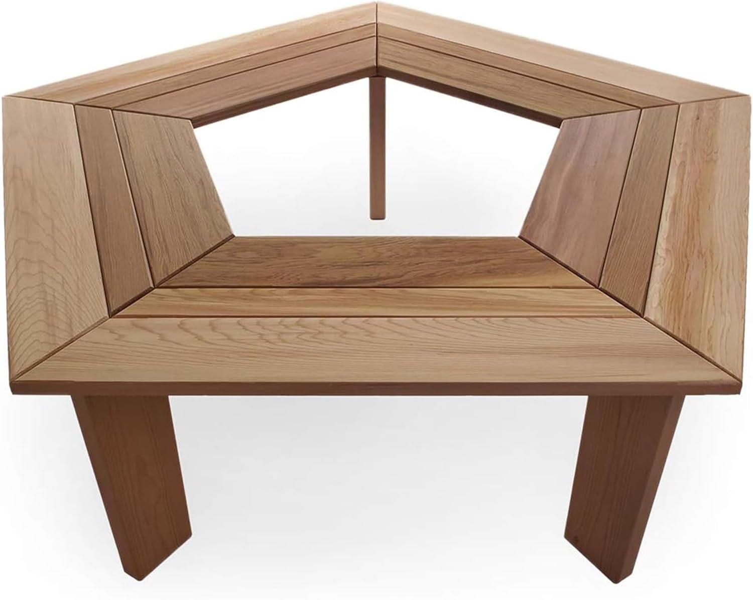 All Things Cedar 52 Inch Wood Tree Bench, 5 Sided Wrap Around Outdoor Seating, Natural