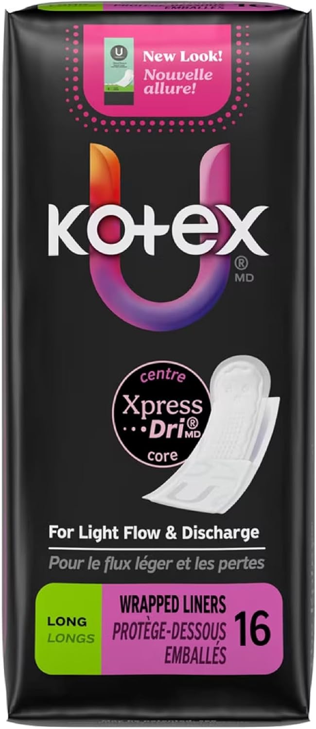 Kotex Natural Balance Absorbent Liners, Long, 16 Count(10 Pack)