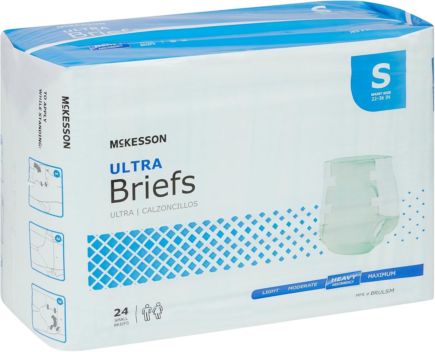 McKesson Ultra Briefs, Heavy Absorbency, Medium, Unisex, 44 in, 96 ct | Disposable, Elastic Leg Gathers and Contoured Fit for Men and Women, Incontinence