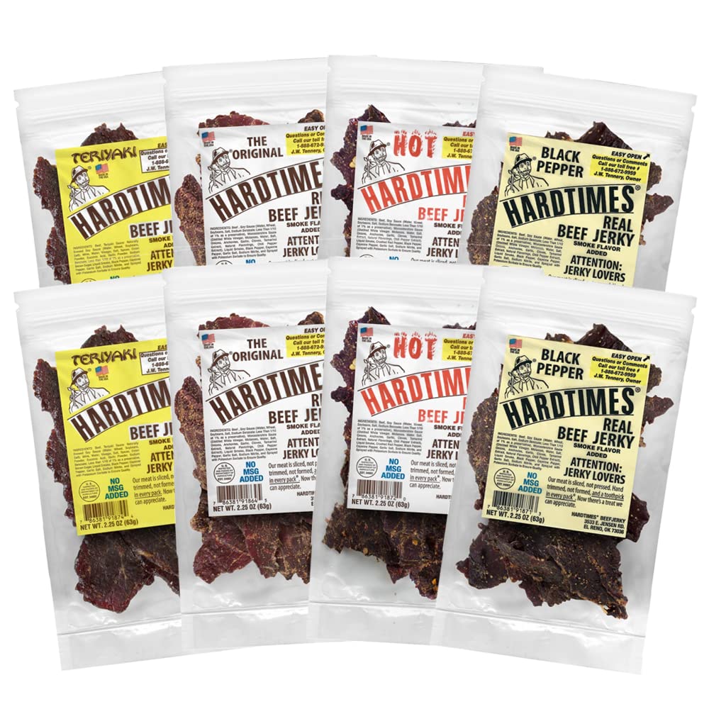 Hardtimes Original Beef Jerky, High Protein Snack, 4 x 2.25 oz Bags