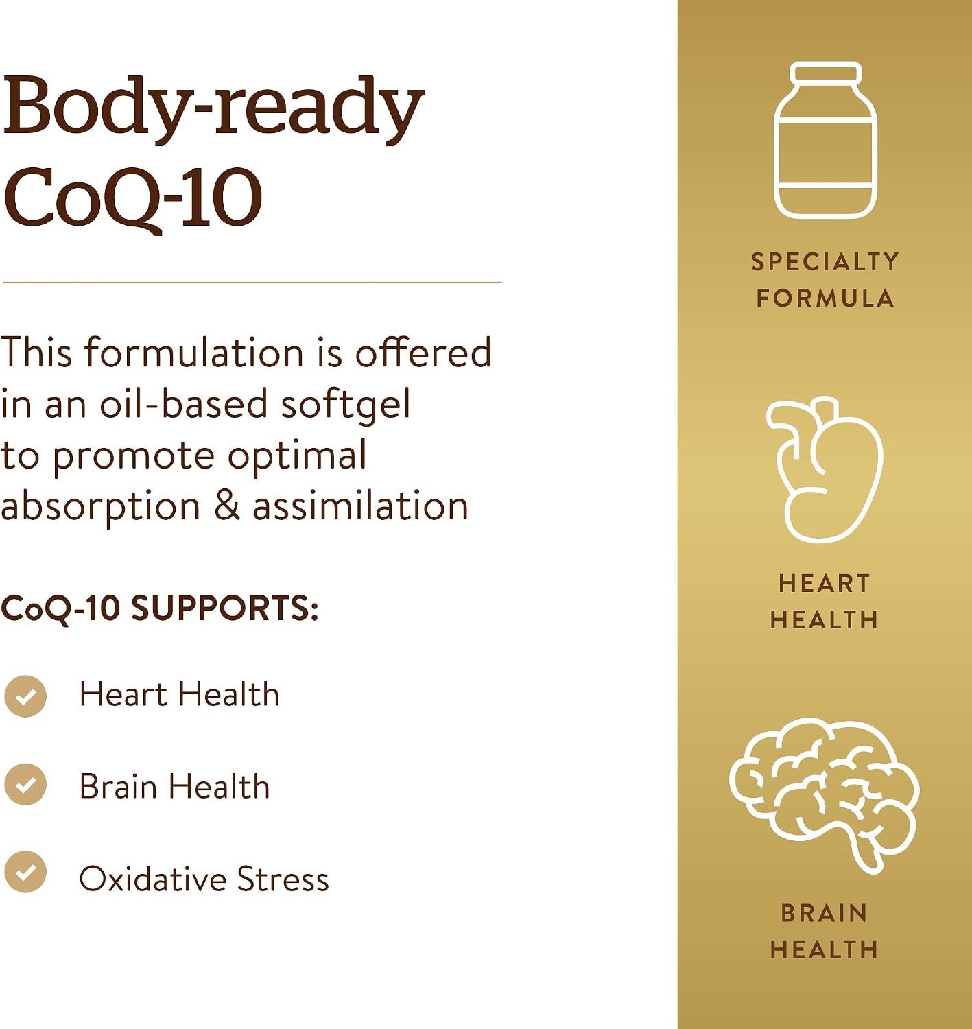 Solgar Megasorb CoQ-10 400 mg, 60 Softgels - Supports Brain Function | Coenzyme Q10 Supplement, Enhanced Absorption, Non-GMO, Gluten Free, Dairy Free - 60 Servings