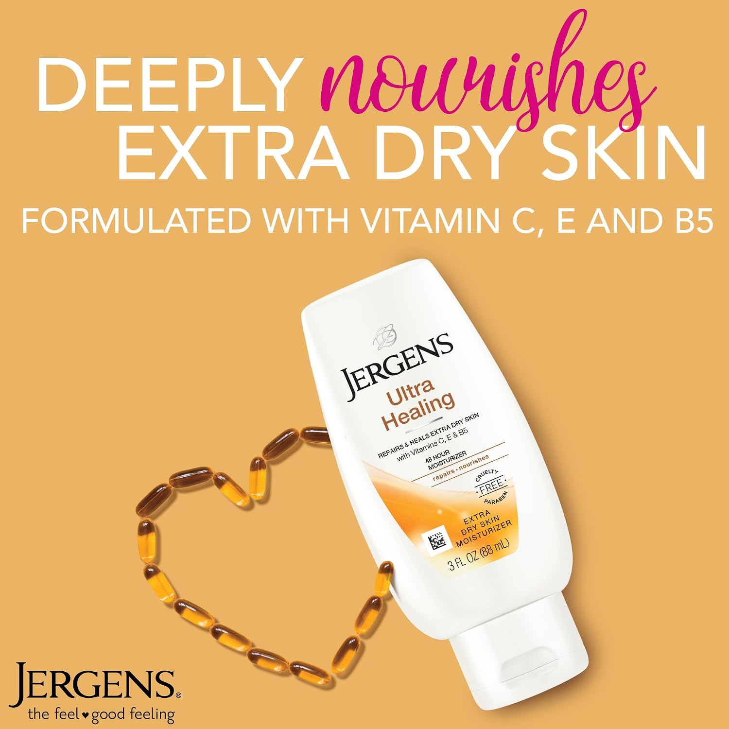 Jergens Ultra Healing Dry Skin Lotion, Hand and Body Moisturizer for Quick Absorption into Extra Dry Skin with Hydralucence Blend, Vitamins C, E and B5, White, 32oz