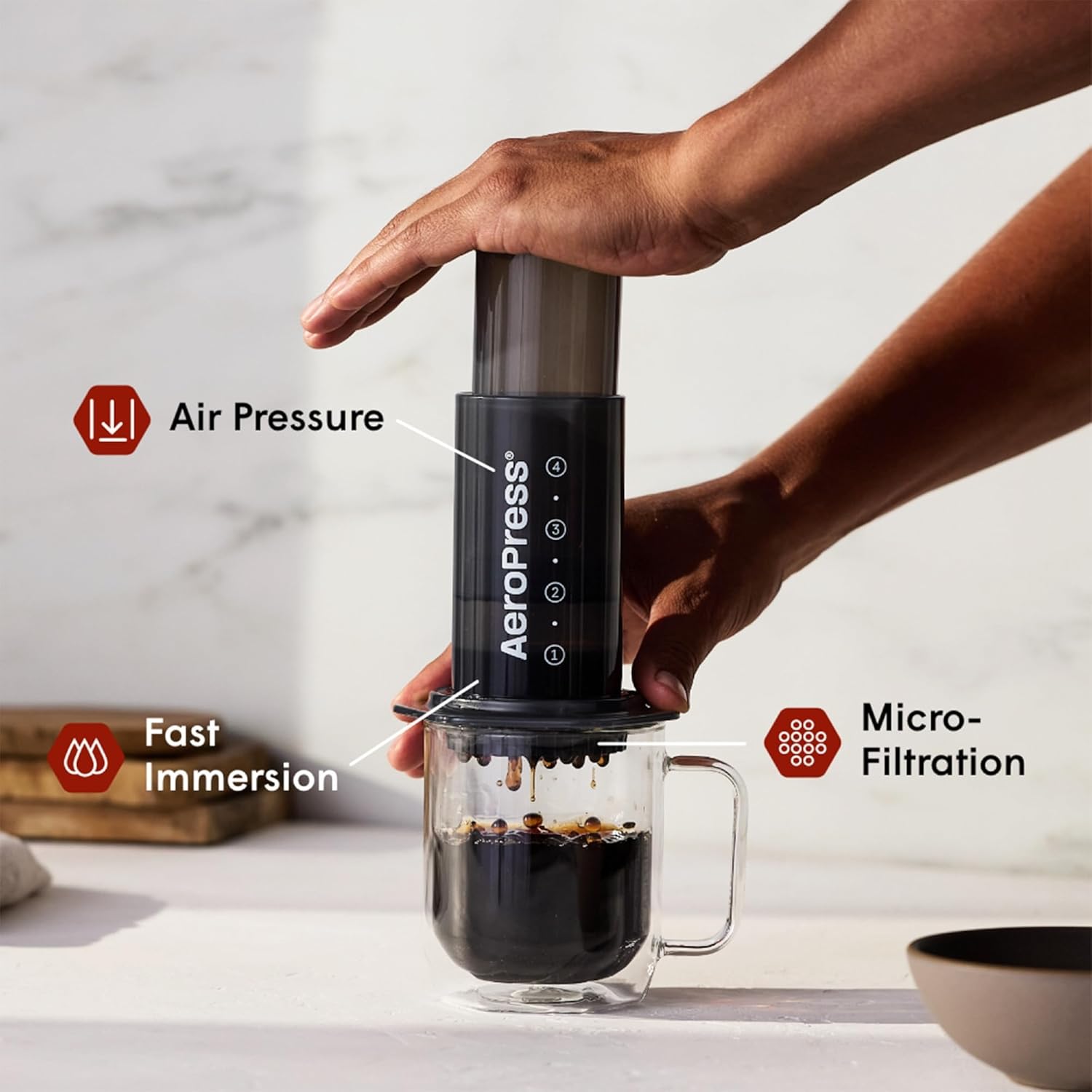 AeroPress Original Coffee Press, French Press, Pour-Over & Espresso Style | All-in-One Manual Coffee Maker, 2-Minute Brew, Less Bitterness