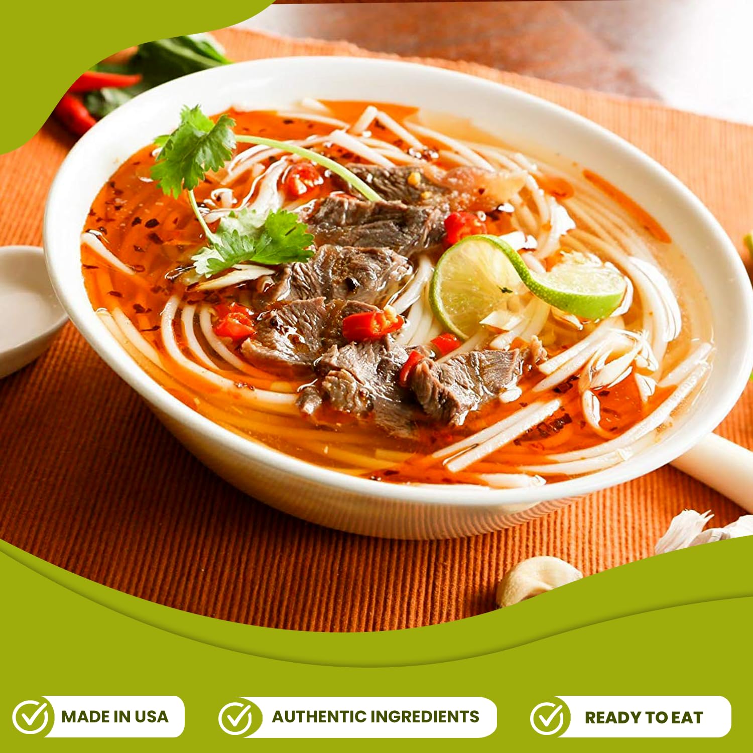 Essence of Lotus Instant Spicy Beef Pho Soup Mix — Ready-to-Eat Flavorful, Restaurant-Quality Pho broth, Made in the US (Spicy Beef Soup Mix, 1-Pack) | Ready-to-Eat, broth