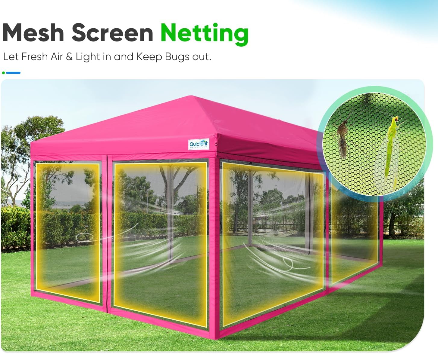 Quictent 10'x10' Pop up Screened Canopy Tent with Mosquito Netting | Portable Easy up Outdoor Screen House Shelter for Patio, Camping and Picnic, Includes Wheeled Carry Bag
