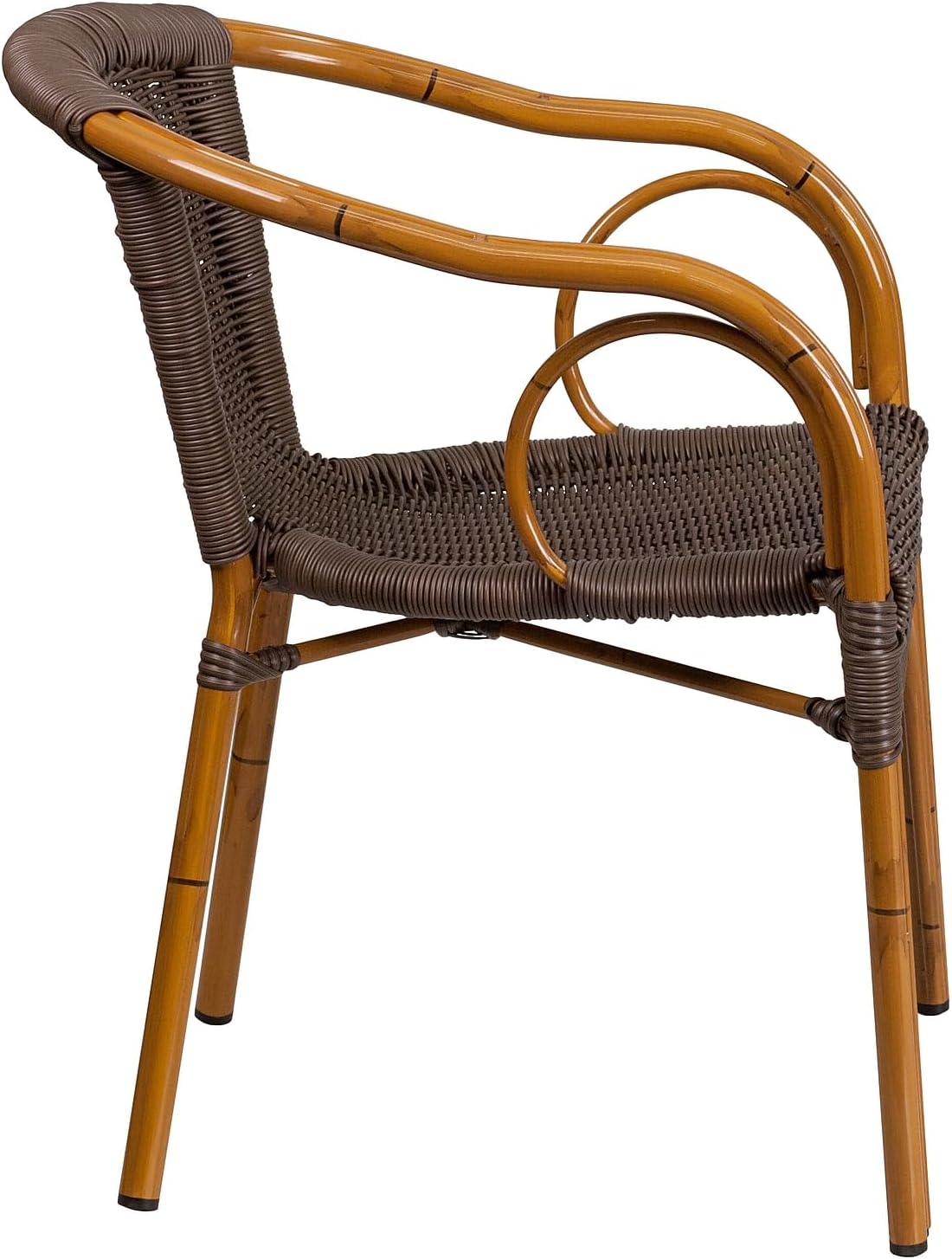 Flash Furniture Rattan Chair with Aluminum Frame, Burning Brown/Red Bamboo | Durable Construction, Commercial Use