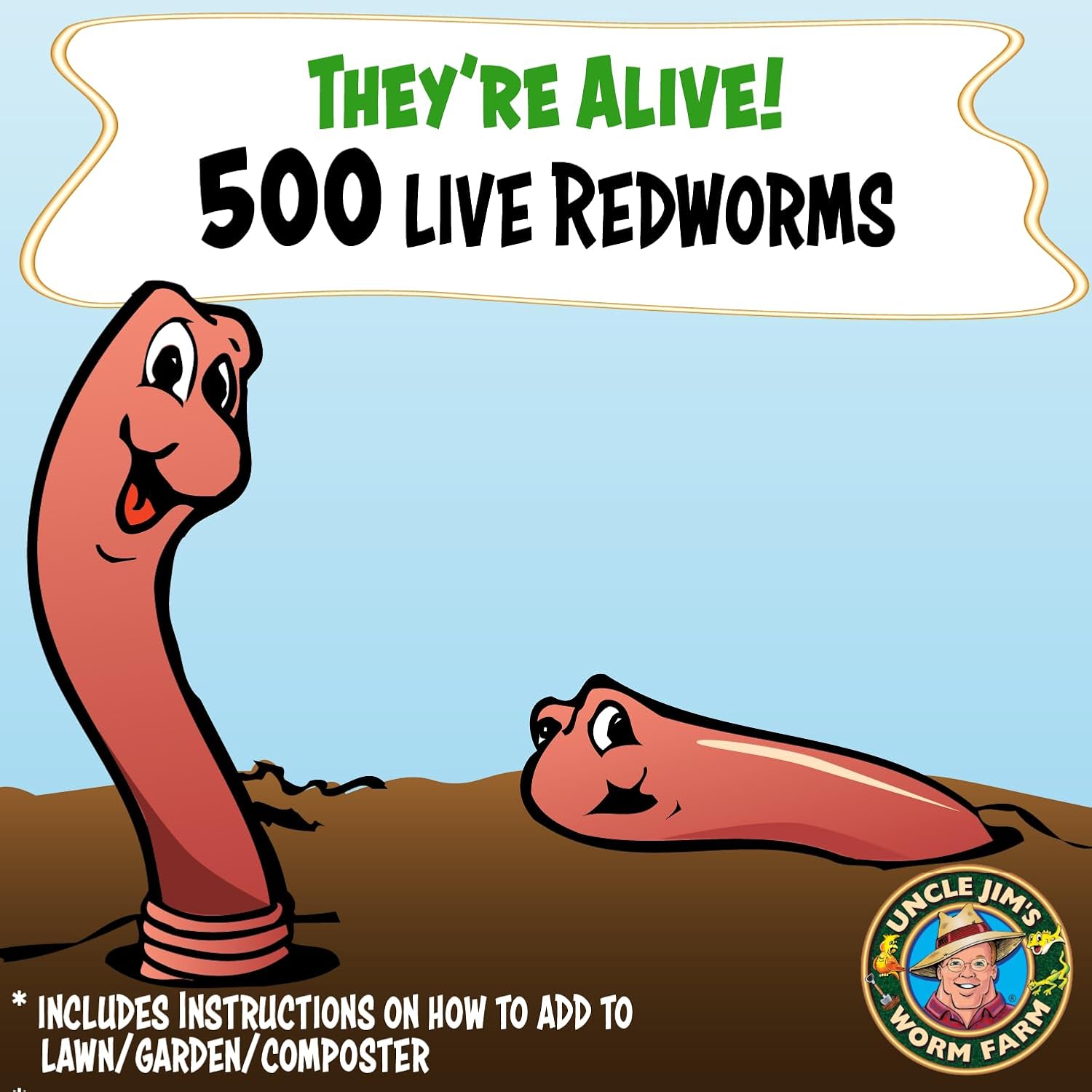 Uncle Jim's Worm Farm 500 Count Red Wiggler Composting Worms Mix for Garden Soil or Fishing | Starter Pack of Compost Worms Improves Soil Structure