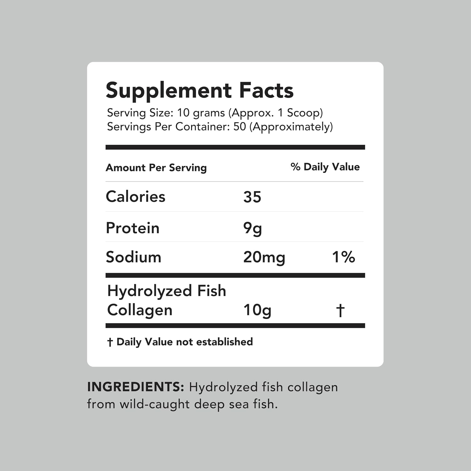 AMANDEAN Marine Collagen Peptides Powder, Wild-Caught Fish Collagen, 500g | Double-hydrolyzed wild-caught fish collagen, 50 servings, skin, hair