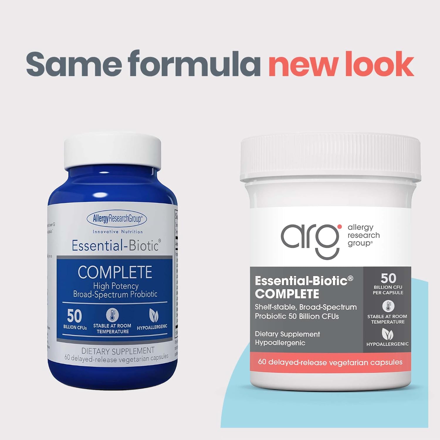 ARG Essential Biotic Complete - 50 Billion CFU Probiotic - Gut & Digestive Support - Delayed Release Capsules - Hypoallergenic - 60 Servings - 60