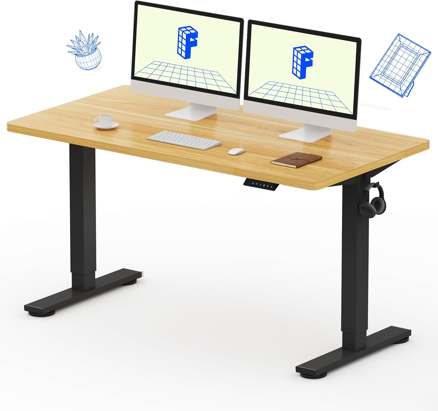 FLEXISPOT EN1 One-Piece Standing Desk, Electric Adjustable with 4 Memory Presets, 176 LBS Capacity, Stable & Quiet