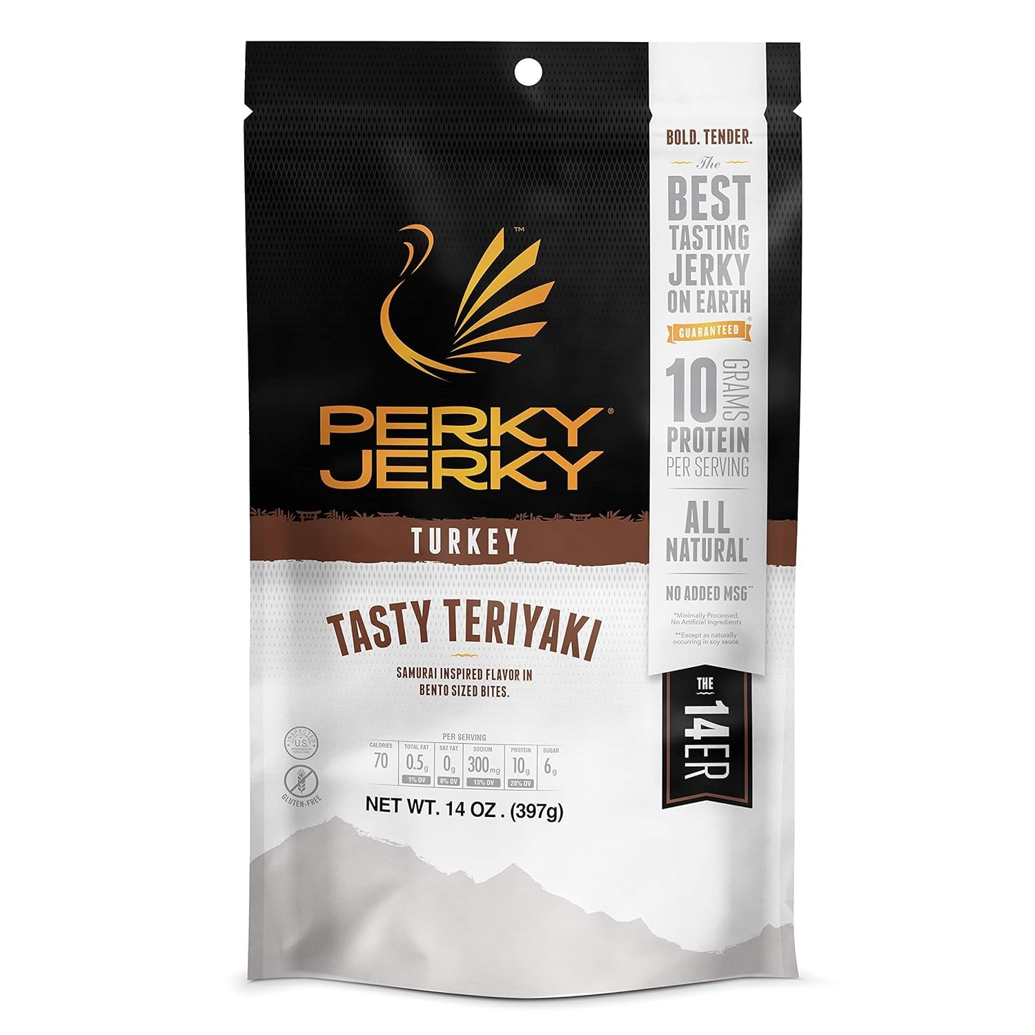 Perky Jerky Original Turkey Jerky, 14oz - Low Sodium - 10g Protein per Serving - Low Fat - 100% U.S. Sourced - Handcrafted, Tender Texture and Bold Flavor