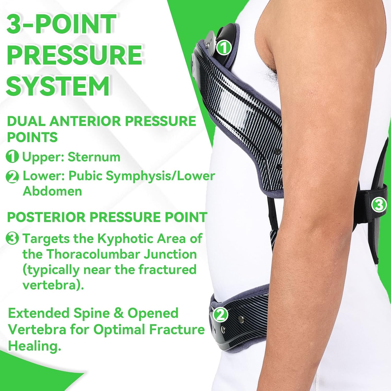 Hyperextension Back Brace, Spinal Lumbar Fracture Thoracic Medical Orthotics Spine Fixation Lumbar Thoracolumbar Brace(M)