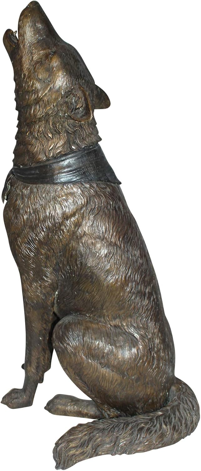 NIFAO Howling Wolf, Wildlife Medium Bronze Statue, 16" L x 20" W x 37" H