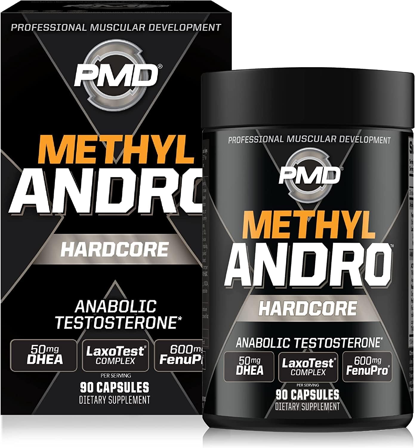 PMD Methyl Andro Hardcore Testosterone Support - 90 Capsules | DHEA and FenuPro, Lean Muscle and Strength Gains Support