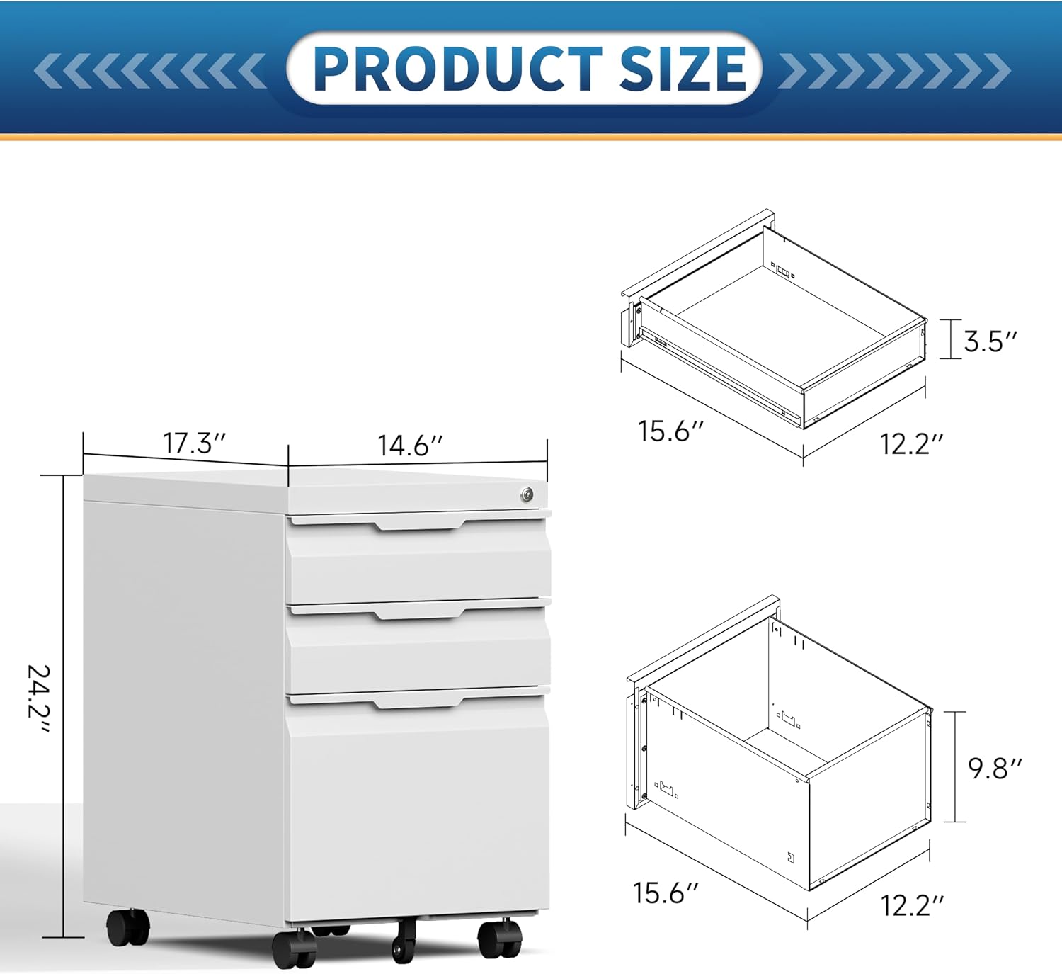 3 Drawer File Cabinet with Lock,Vertical Filing Cabinets for Home Office,Heavy Duty Metal File Cabinet for Hanging A4/Letter/Legal Size File,Vertical File Cabinet 15" W X 17.8" D X 38.3" H-Black