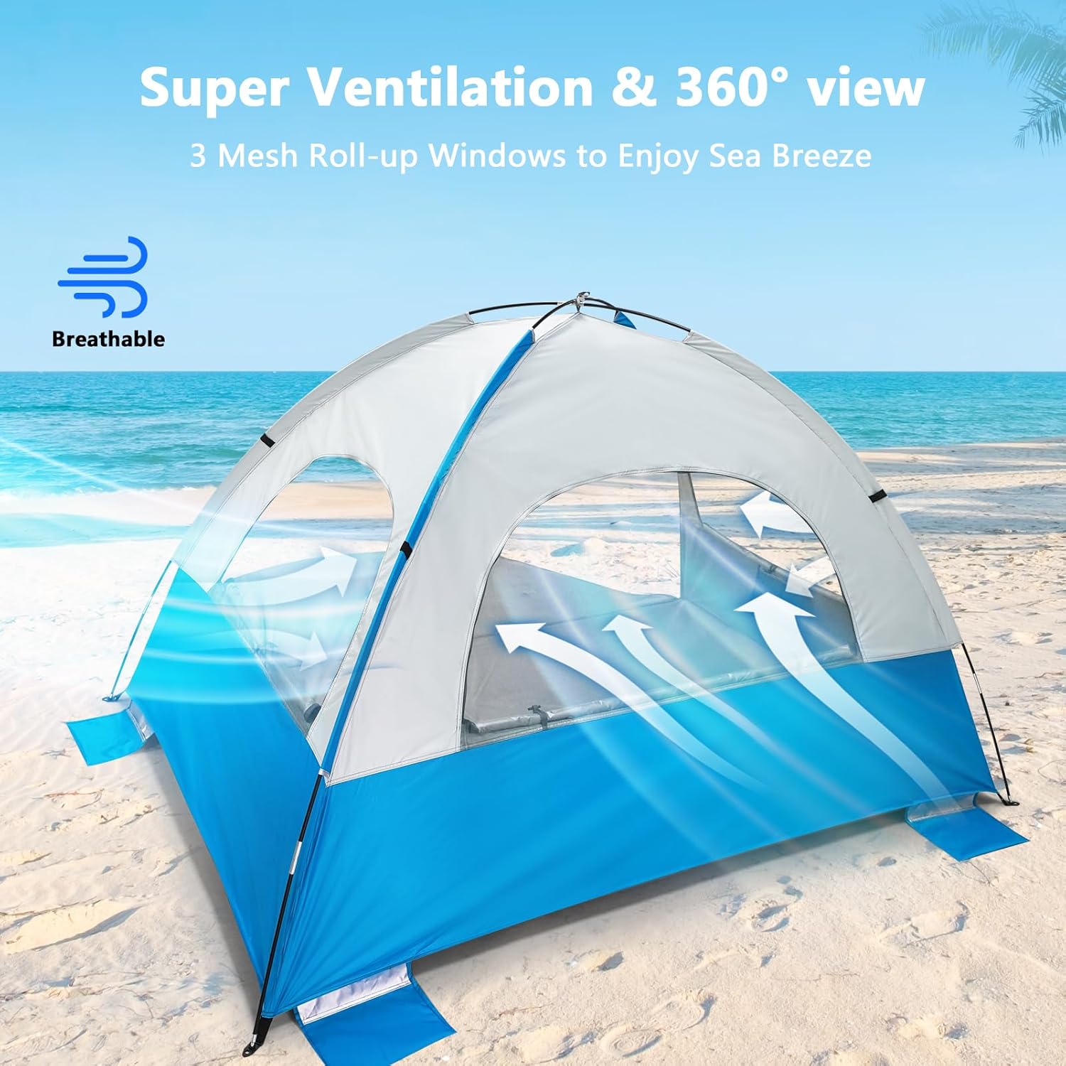 NXONE Beach Tent Sun Shelter, UPF 50+ UV Protection, Easy Setup