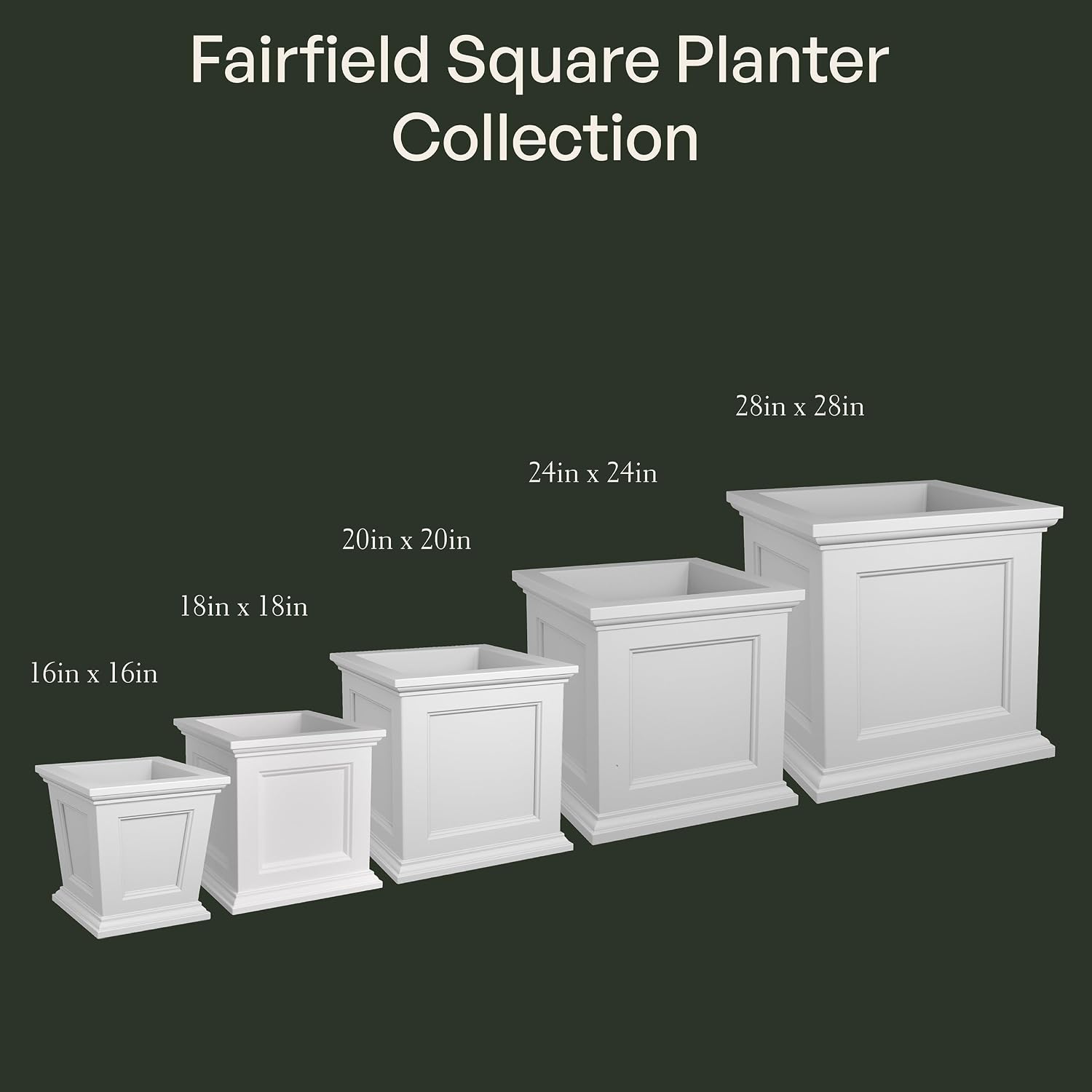 Mayne 5825W Fairfield Patio Planter, White, 20-Inch | Self-watering, All season, Fade resistant, Double-wall design, 15-year warranty