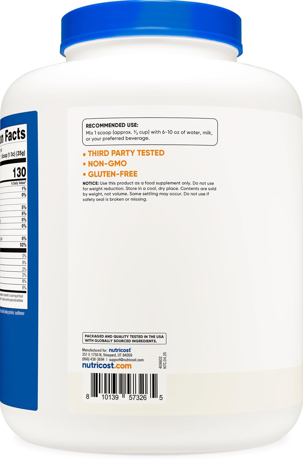 Nutricost Grass-Fed Whey Protein Isolate (Vanilla) 5LBS | GMO-Free, Gluten Free, Natural Flavors