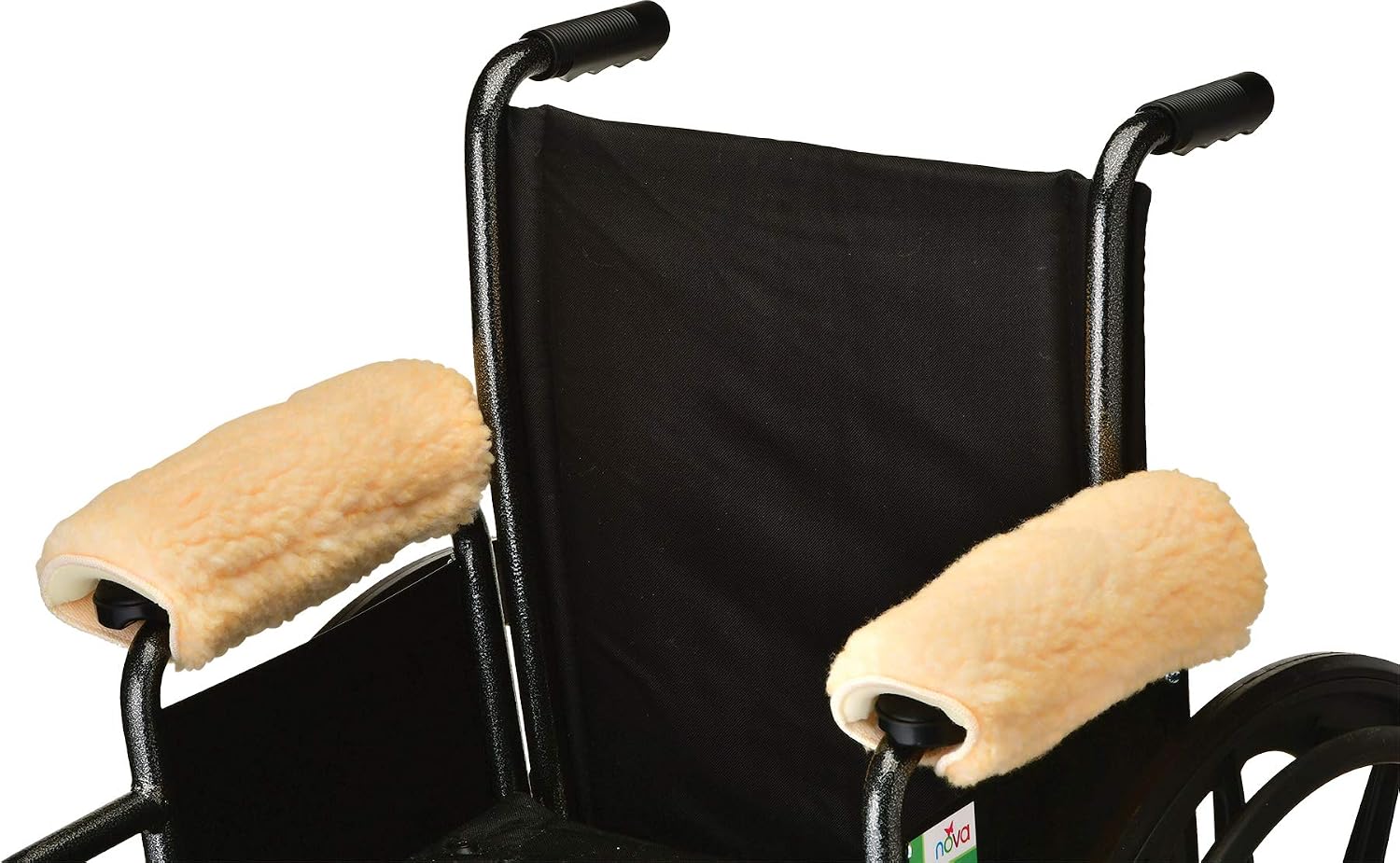 NOVA Sheepskin Fleece Armrest Covers for Wheelchairs, Transport Chairs & Arm Chairs, Universal Fit, Washable, One Pair