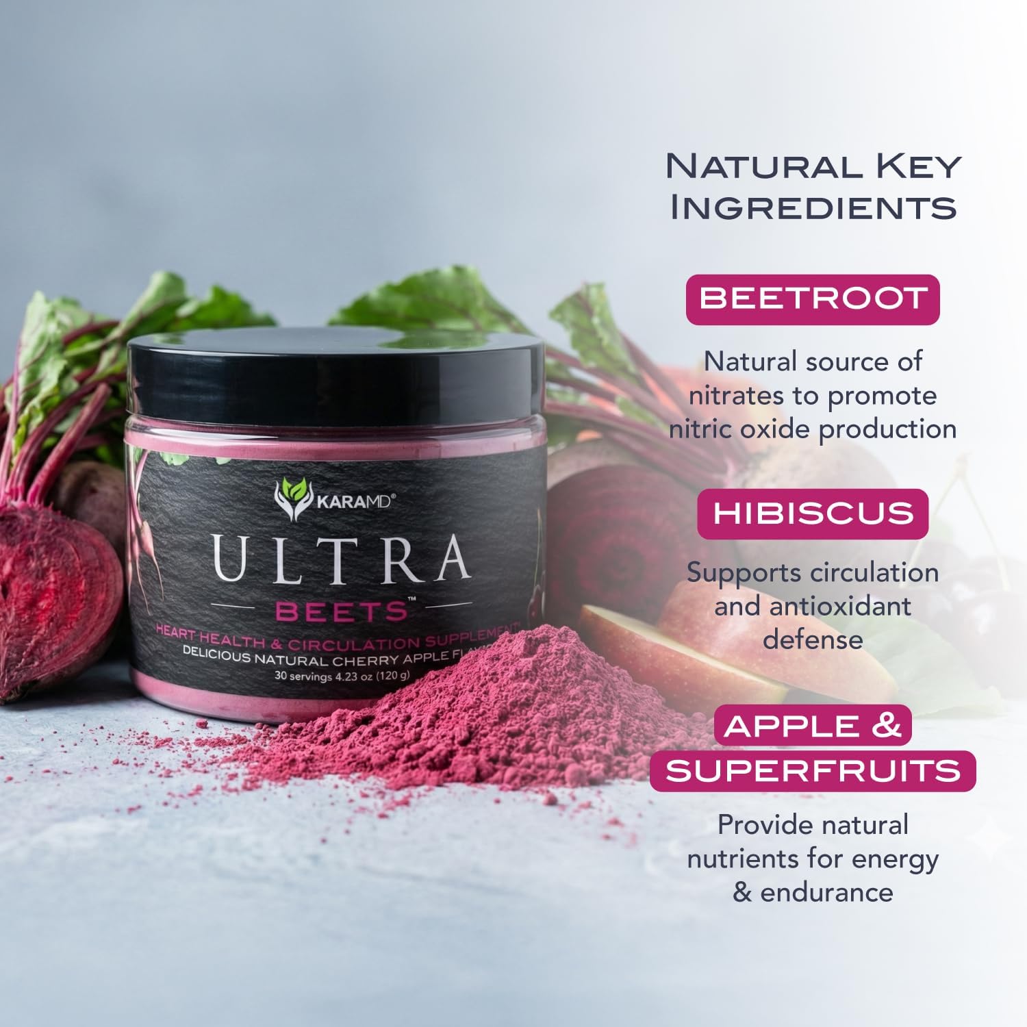 KaraMD UltraBeets, Pure Beetroot Powder Superfood Supplement
