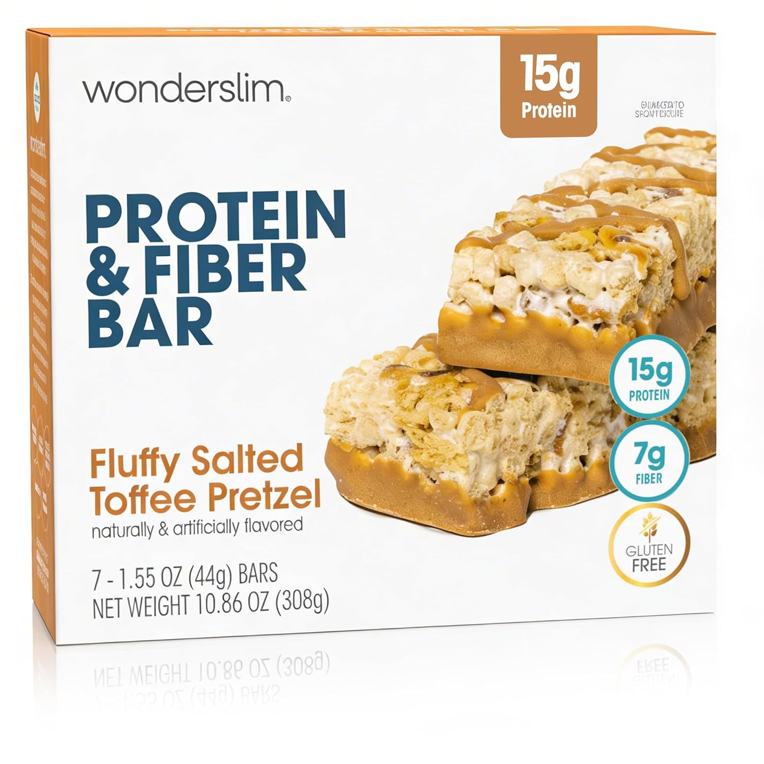 Wonderslim High Fiber Protein Bars, Low Calorie Snack – Fluffy Nutter, 7ct | 15g Protein, 7g Fiber – Gluten-Free, Low Sugar, Protein Snack Bars for Hunger & Craving Control, Weight Management Support