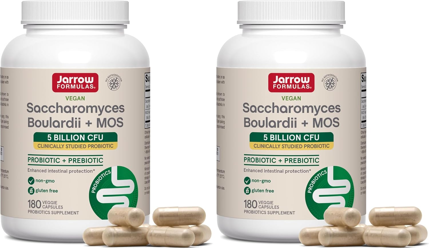 Jarrow Formulas Saccharomyces Boulardii + MOS Probiotics for Digestive Health and Intestinal Tract Support - 5 Billion CFU Per Serving - 90 Delayed Release Caps - Probiotic + Prebiotic - 90 Servings | Intestinal Tract Support, 5 Billion CFU Per Serving,…