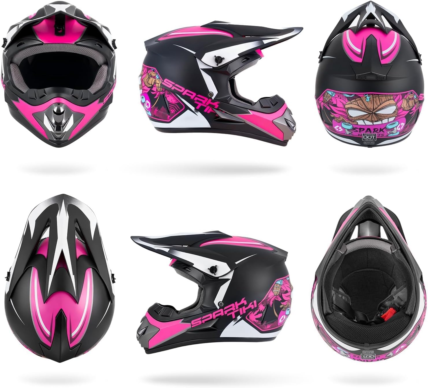 Youth Kids Dirt Bike Motocross Helmet DOT Approved Cool Tiki Graphic