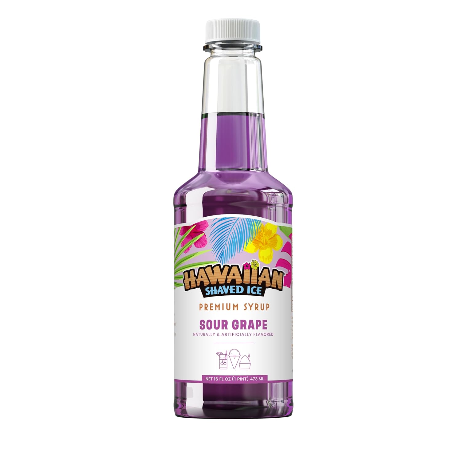 Hawaiian Shaved Ice Blue Raspberry Syrup - Made Nut Soy Dairy Free in the USA - Flavor Fluffy Shaved & Crunchy Snow Cone - Shelf Stable After Opening - Makes 8 Servings - 16 ounces