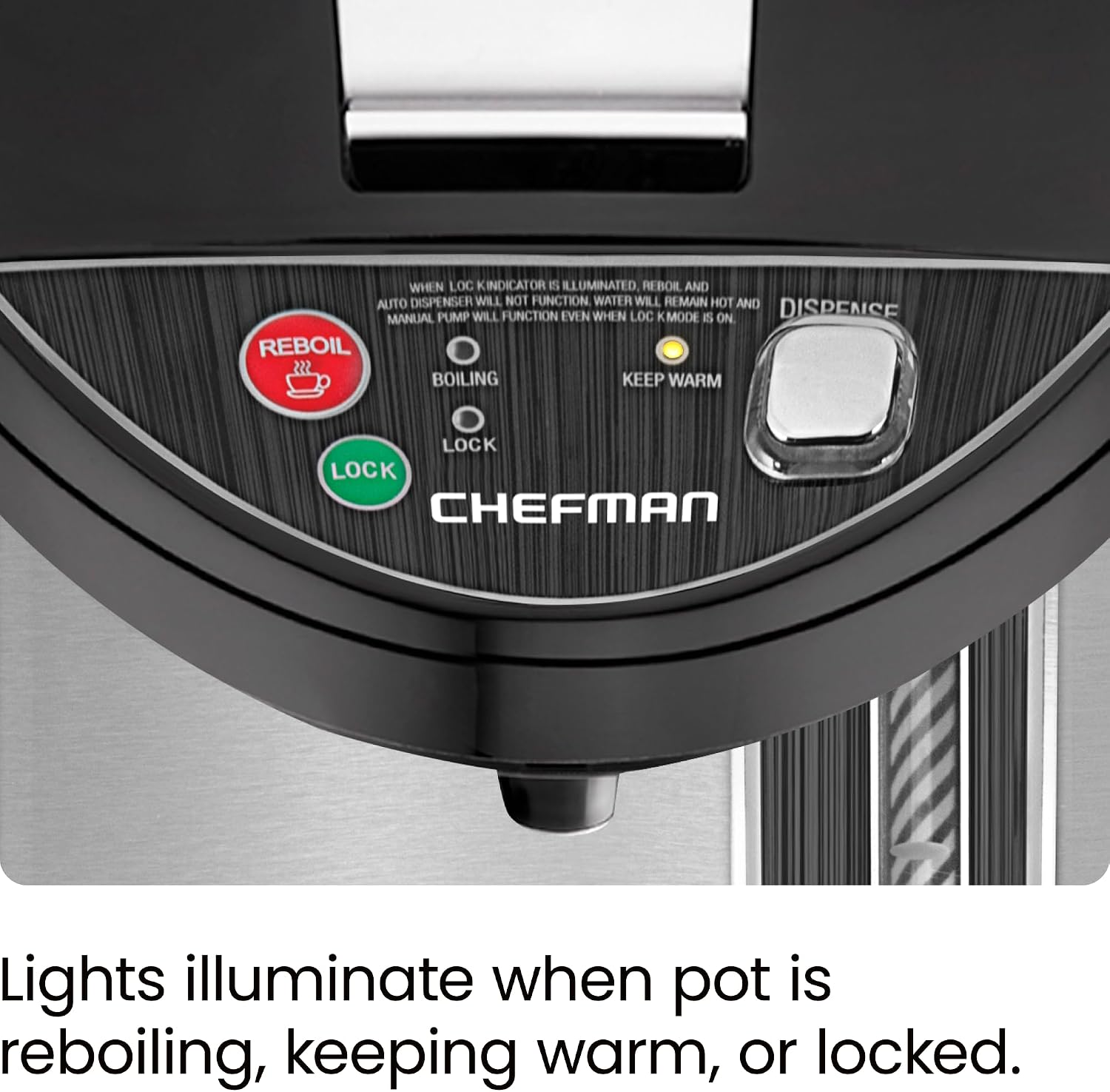 Chefman Electric Hot Water Pot Urn w/Auto & Manual Dispense Buttons, Safety Lock, Instant Heating for Coffee & Tea, Auto-Shutoff & Boil Dry Protection