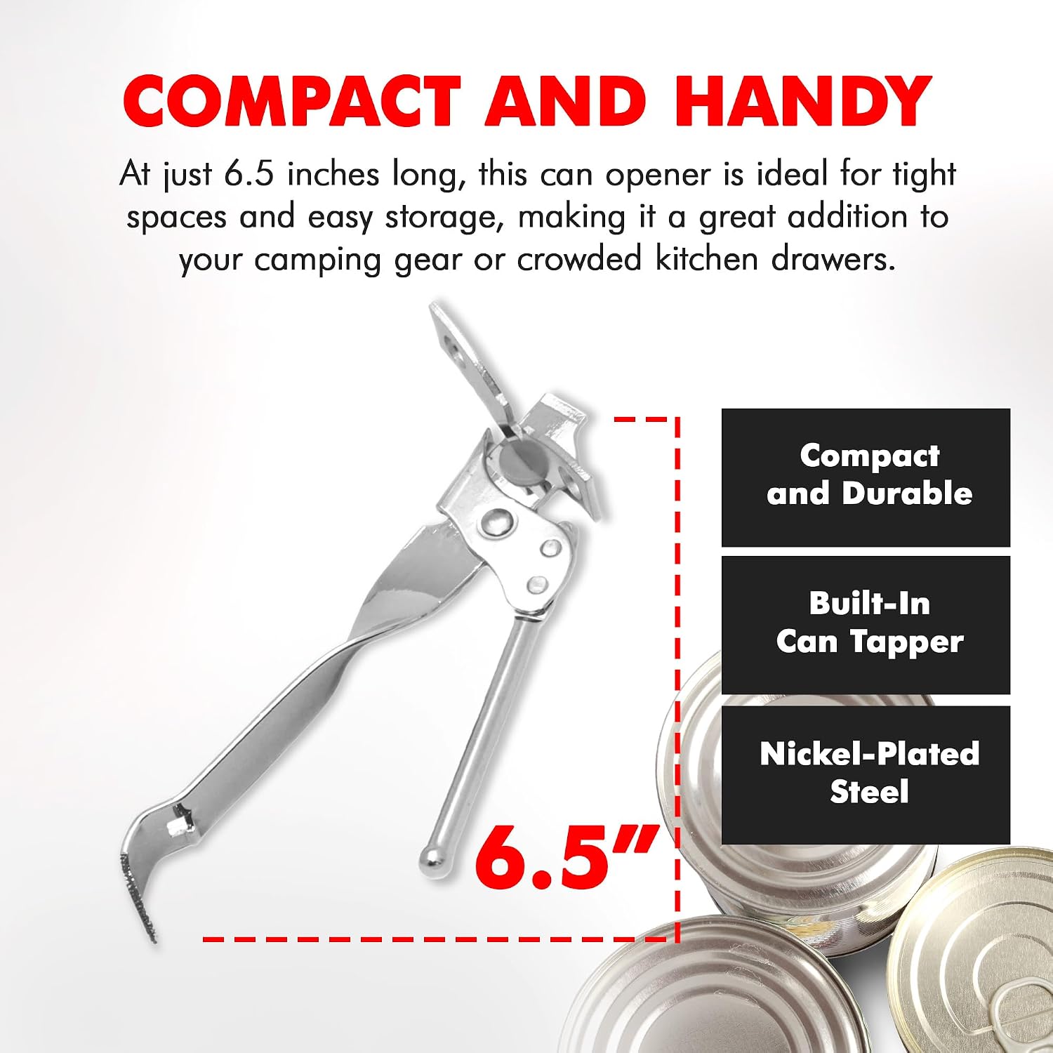 Chef Craft Select Can Opener with Tapper, 6.5 inches in length, Nickle Plated