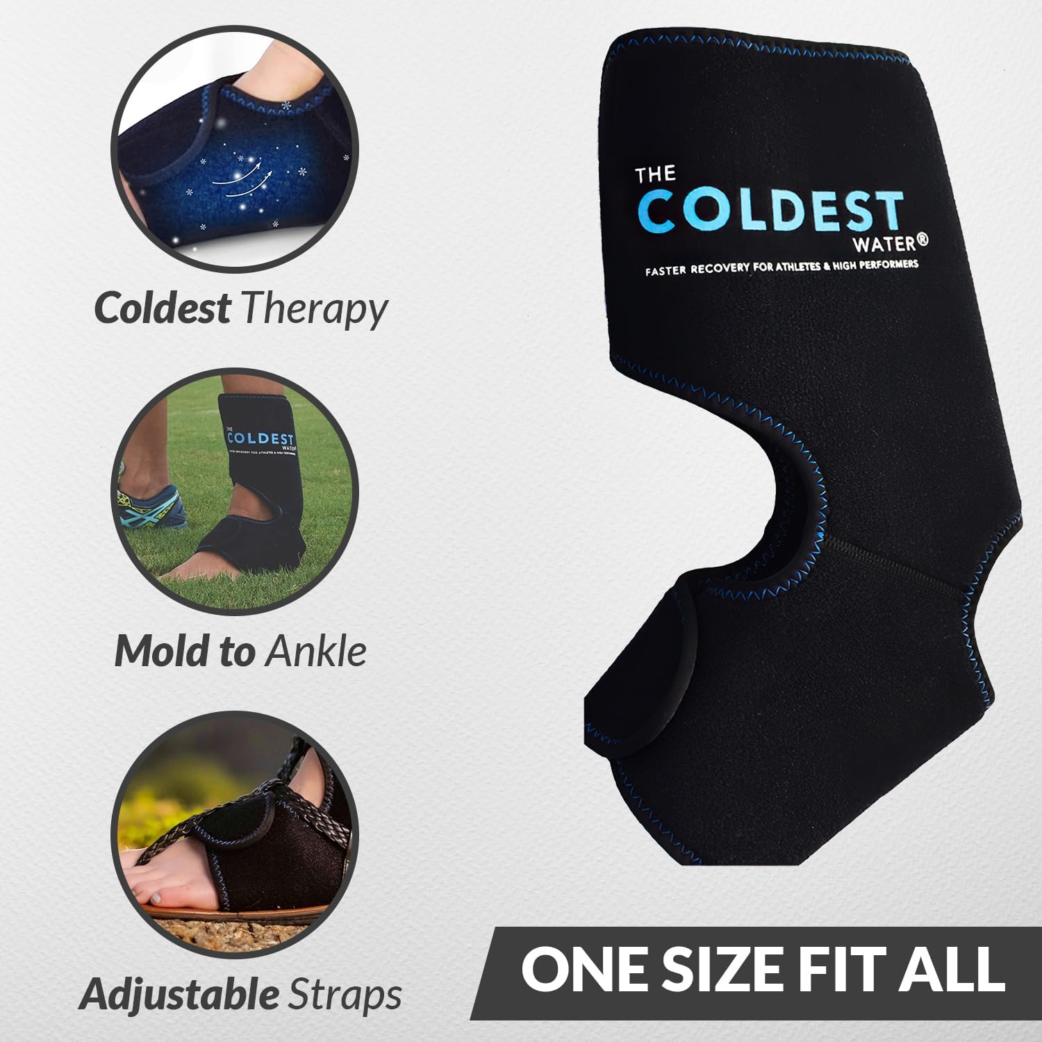 Coldest Foot Ankle Achilles Tendonitis Icing Pain Relief Ice Wrap with Cold Compression Gel Packs | Best for Achilles Tendon Injuries, Plantar Fasciitis, Heel and Sore Feet Cold Therapy