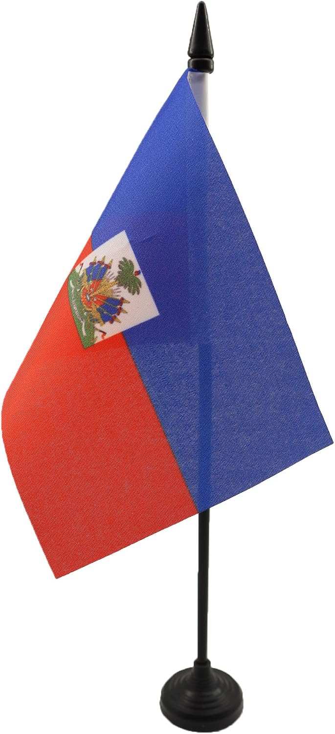 AZ FLAG Nicaragua Table Flag 4x6 in 100D Polyester Plastic Base | Indoor use Nicaraguan 15x10 cm desk flag stitched finish with reinforced edges with plastic pole