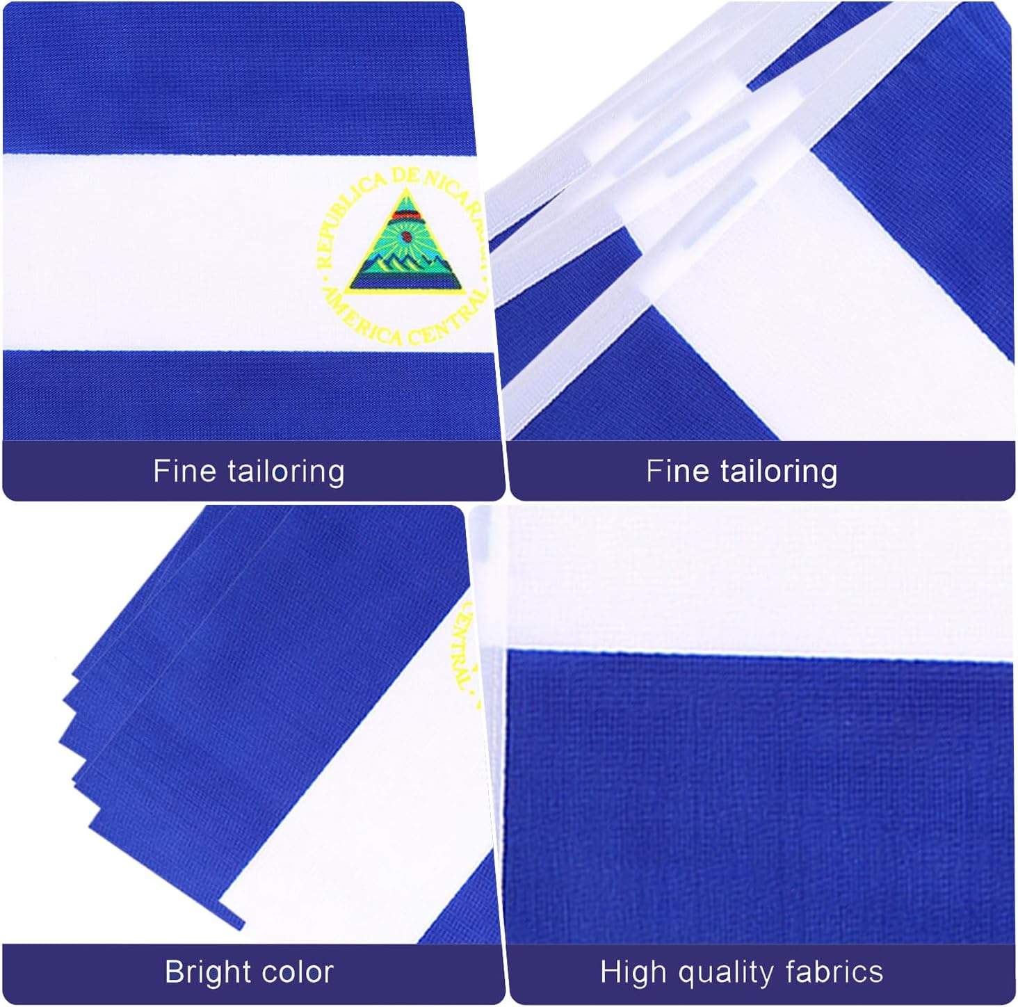 Nicaragua String Flags Banner Mini Small Nicaraguans Flag Bunting Patriotic Hanging Decor,National Holiday, Sports Game, Fiesta & Themed Party,18 Feet 20 Flags