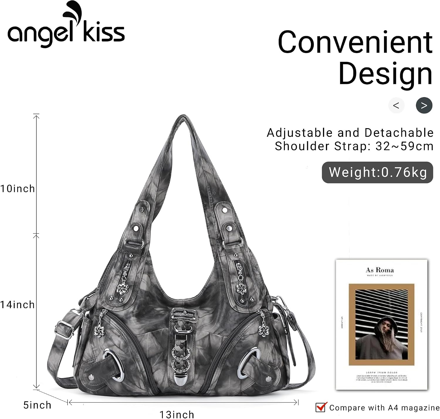 Angelkiss Hobo Purses and handbags for Women Satchel Handbag Women Purses Large Daily Shoulder Bags
