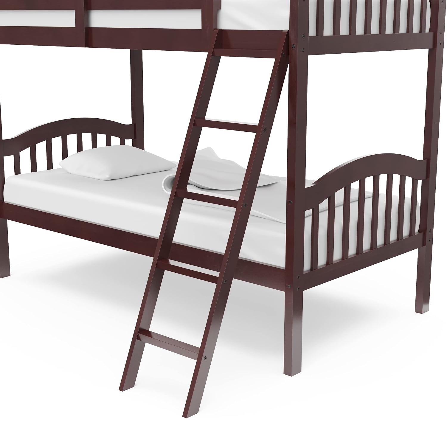 Storkcraft Long Horn Twin-Over-Twin Bunk Bed, White | GREENGUARD Gold Certified, Converts to 2 Individual Twin Beds, Wood Bunk Bed for Kids Bedroom, No Box Spring Required