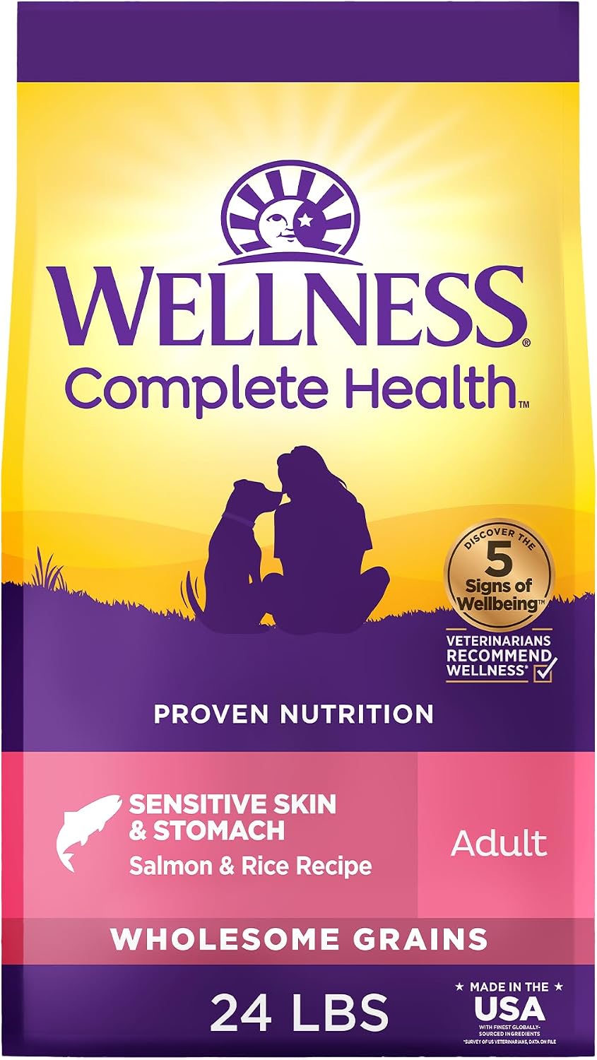 Wellness Complete Health Adult Dry Dog Food, Wholesome Grain Kibble, Natural, Chicken and Oatmeal Recipe, 5 lb Bag