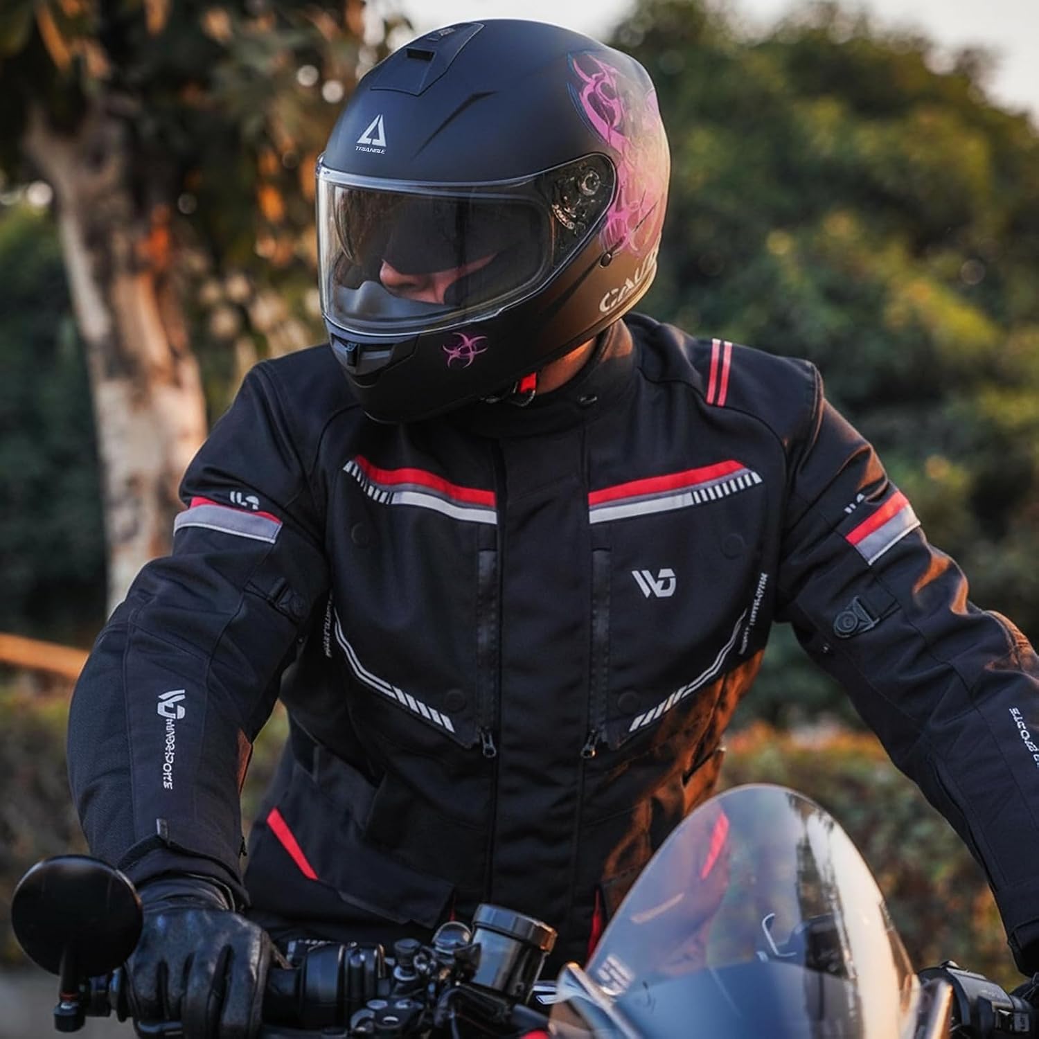 TRIANGLE Full Face Dual Visor Motorcycle Helmet, DOT Approved for Adults | High-Impact Street Bike Headwear with Smoked Inner Shield, Fast Buckle Strap & Breathable Comfort Padding for street riding