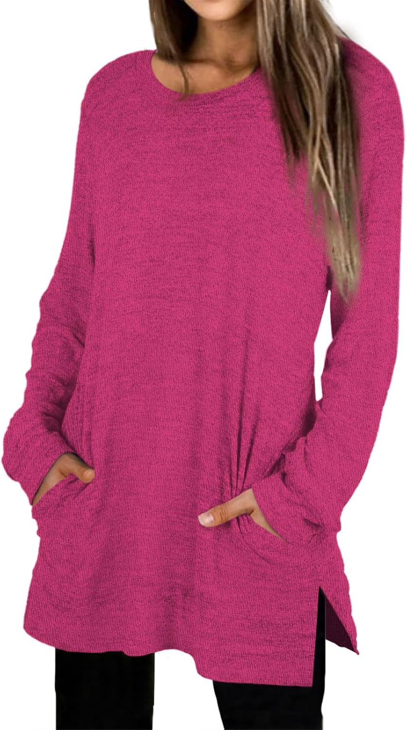 XIEERDUO Womens Casual Sweatshirts Long Sleeve Shirts Oversized With Pocket Tunic Tops S-3XL