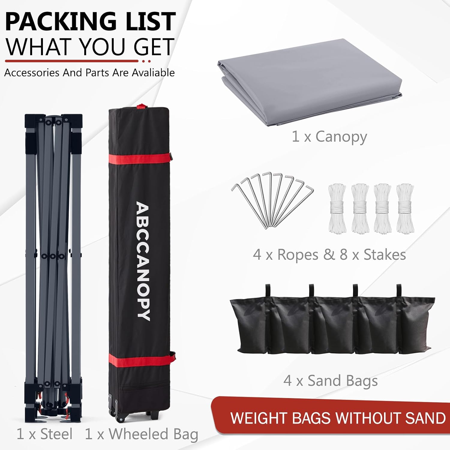 ABCCANOPY Outdoor Pop up Canopy Tent, 10x10 Instant Portable Canopy for Camping, Beach, Backyard,Gray | Water resistant & UV protection canopy, easy setup, with carry bag, ideal for camping, beach, backyard, market events