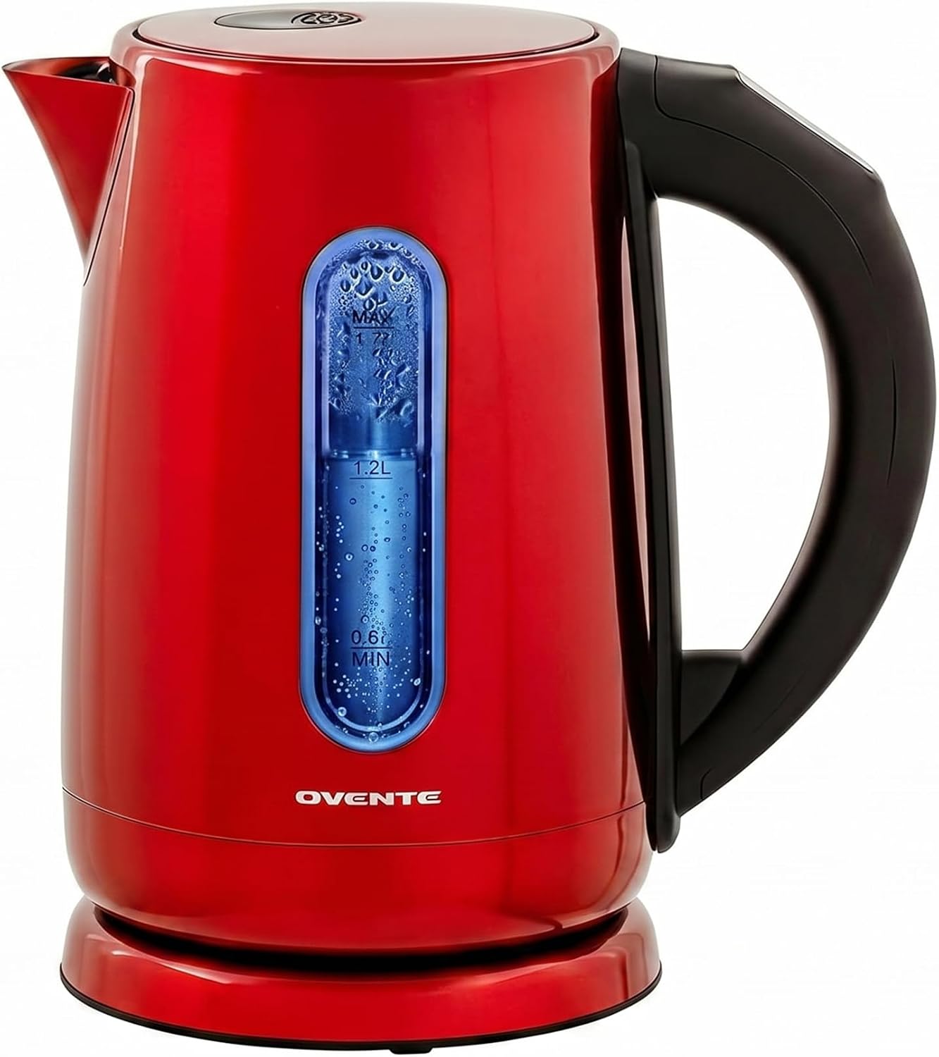 OVENTE 1.7L Electric Kettle with Temperature Control, 1100W, Red KS58R | Stainless Steel Water Boiler and Heater, Keep Warm Function, Auto Shut-Off