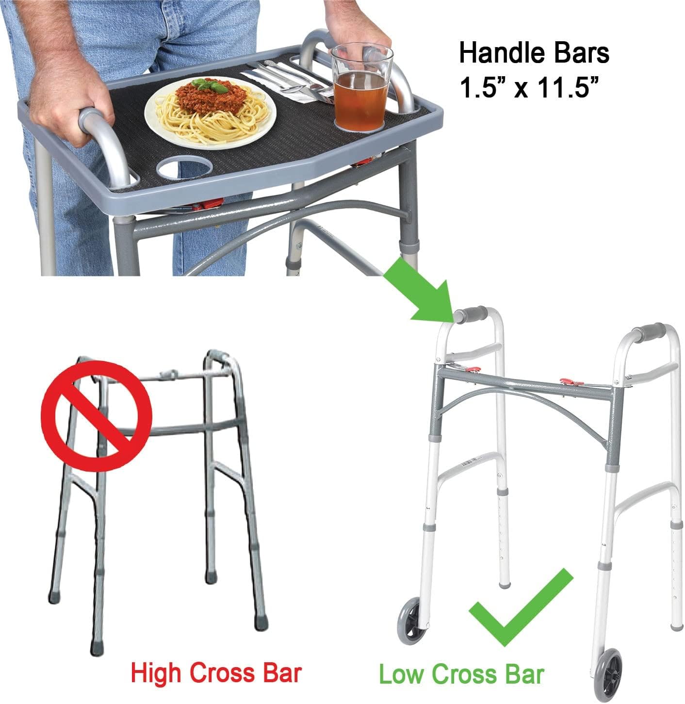 Support Plus Walker Tray Table - Mobility Table Tray for Walker, Non Slip Walker Tray Mat, Walker Accessories Mat