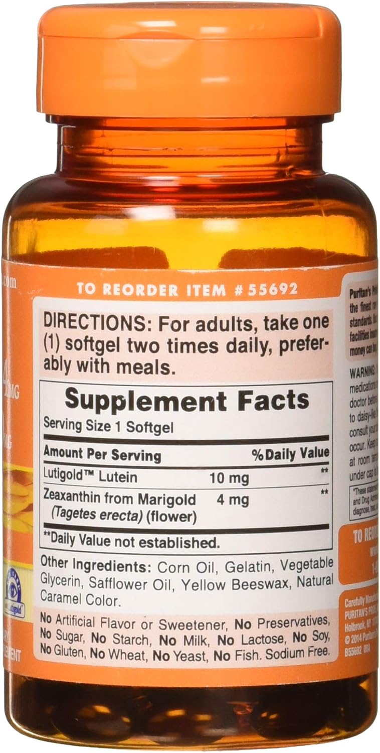 Puritan's Pride Zeaxanthin 4mg with Lutigold™ Lutein 10mg Carotenoids