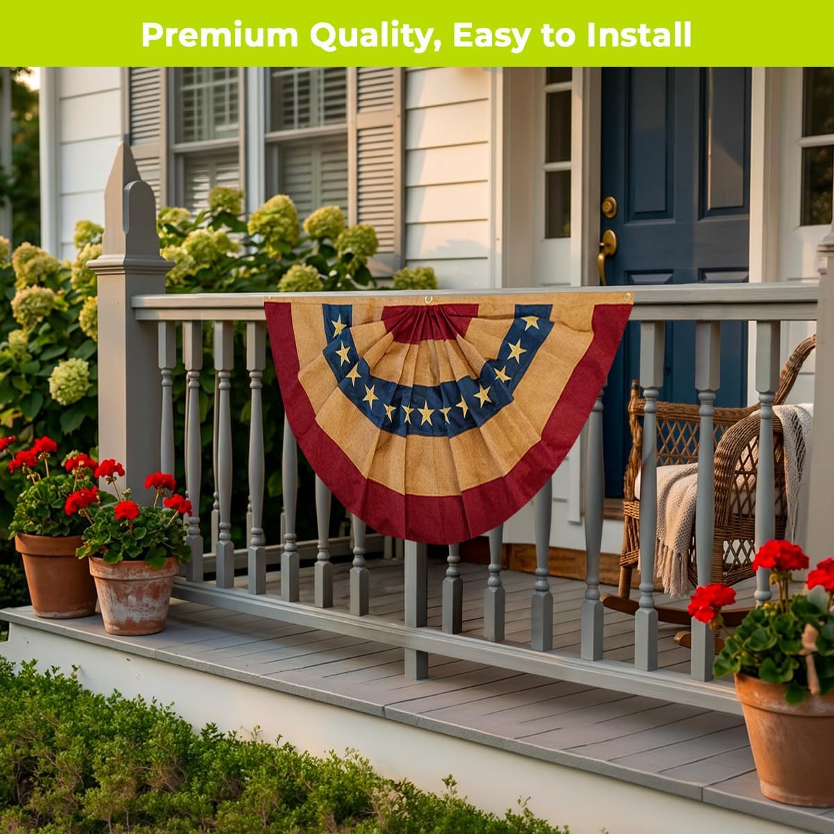 Briarwood Lane 4th of July Bunting 48" X 24 Tea Stained Patriotic For 4th of July Bunting