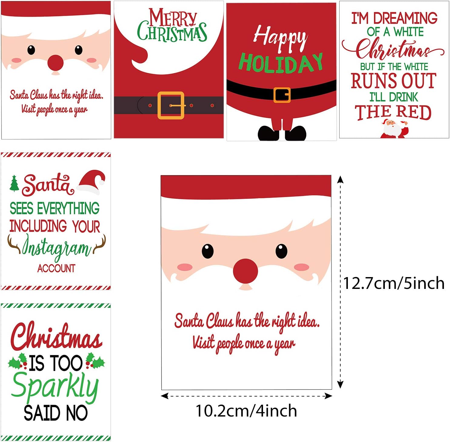 Blulu 12 Pcs Wine Bottle Labels Christmas, 6 Designs, Santa Claus Style