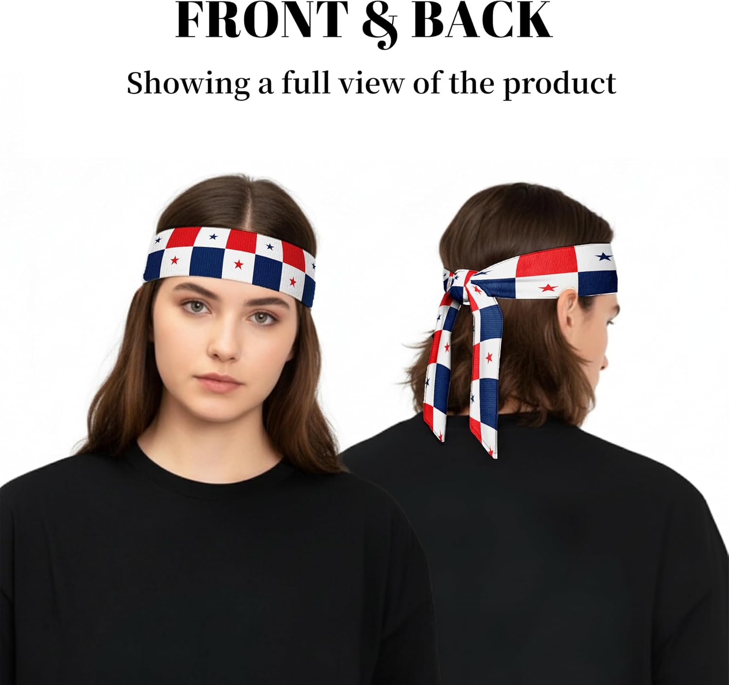 Tie Headbands for Men Women,Pattern Gymwrap,Gym Workout Adjustable Non-Slip Sweatbands for Running,40 X 2.4In