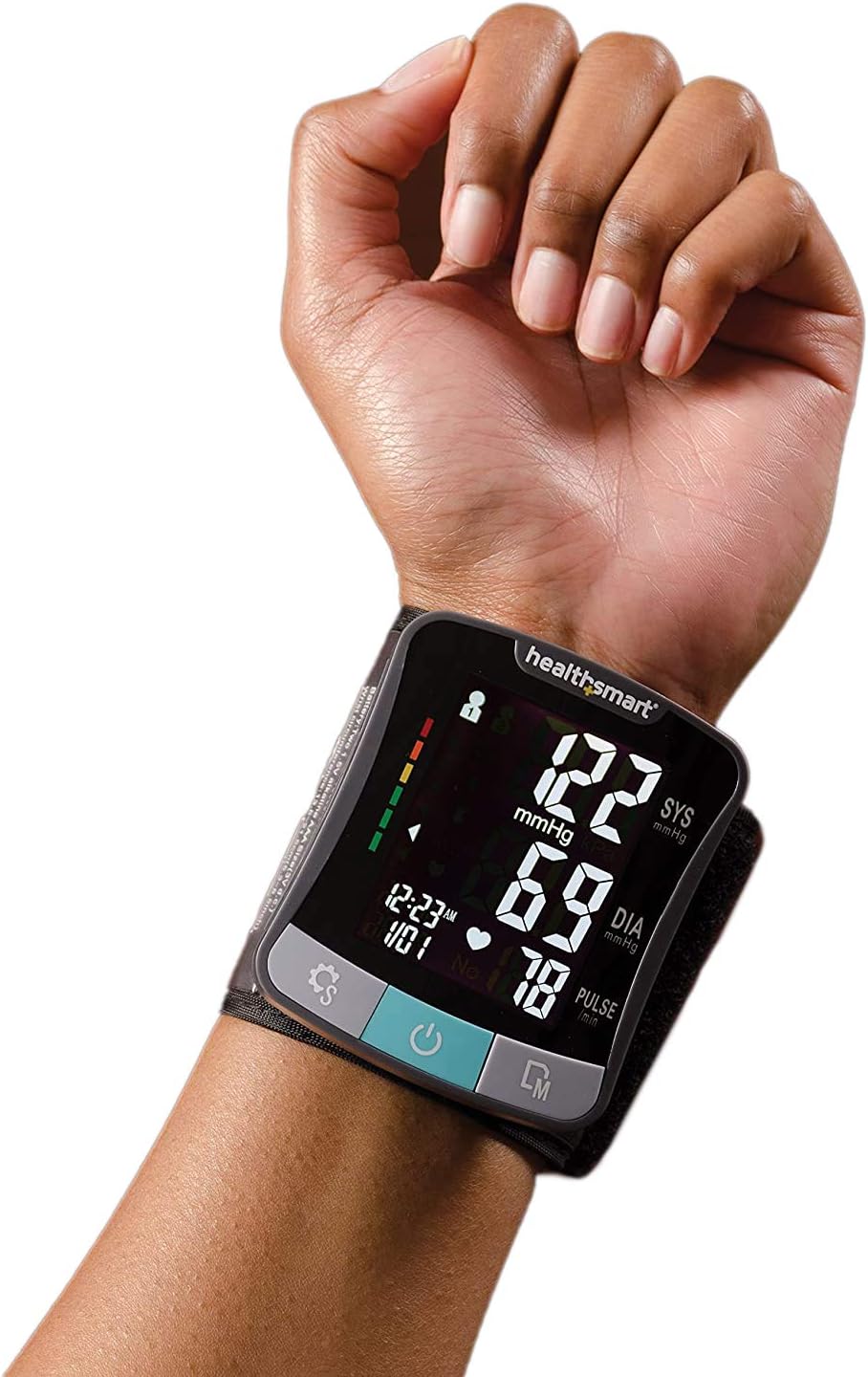 HealthSmart Digital Premium Wrist Blood Pressure Monitor with Cuff That Measures Pulse Heartbeat and High or Low BP