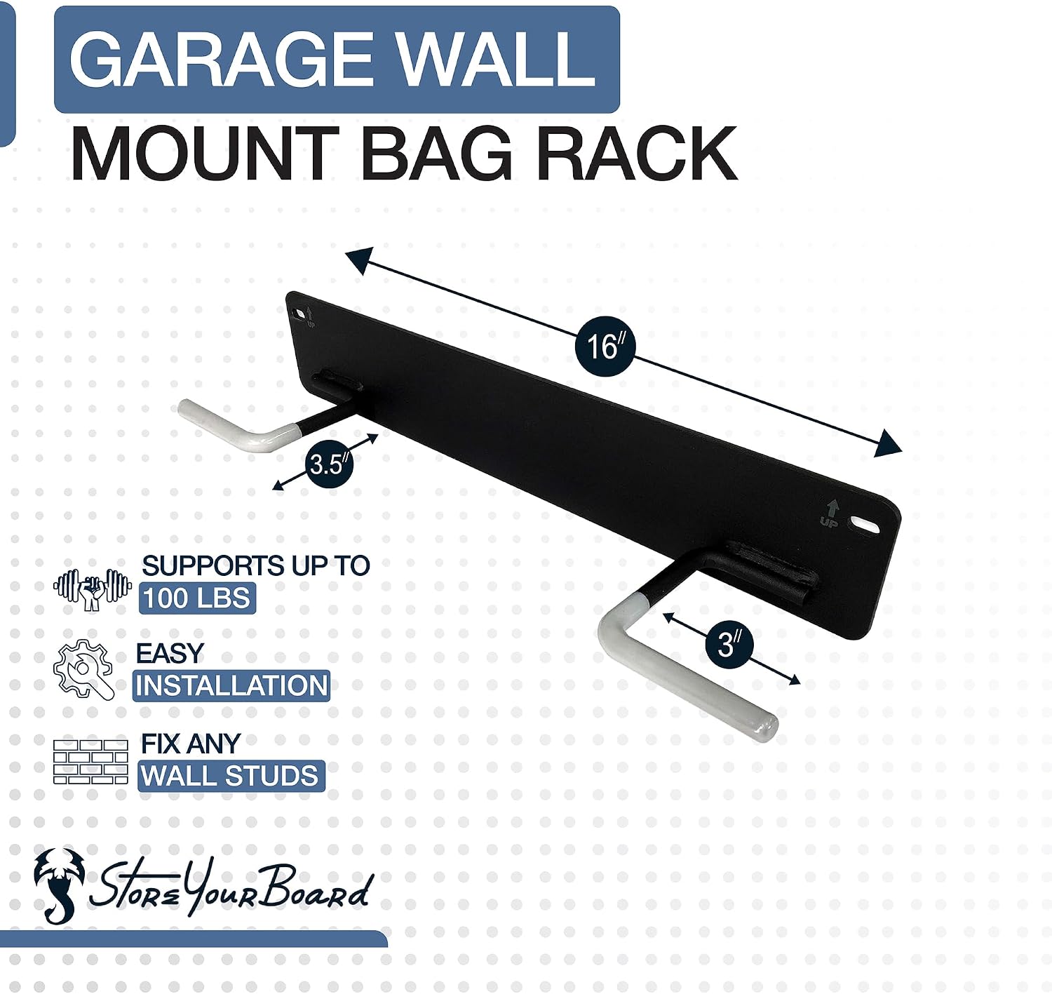 StoreYourBoard BLAT 4 Golf Bag Wall Mount | Home & Garage Storage Hooks | Golf Bag Holder | Heavy-Duty Wall Mount Organizer for Golf Bags & Accessories