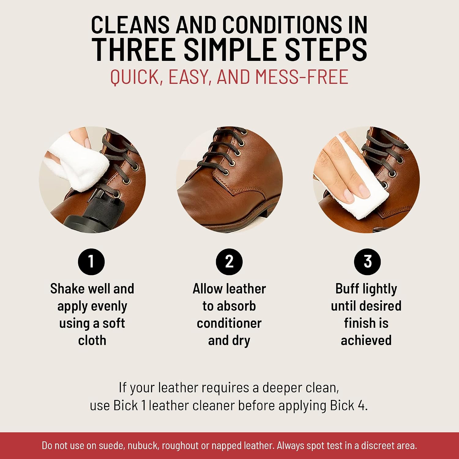 Bick 4 Leather Conditioner & Cleaner, Won't Darken Boots, Couch, Bags 8 oz | Made in USA, For Shoes, Furniture, Jackets, Auto Interiors, Apparel & Accessories